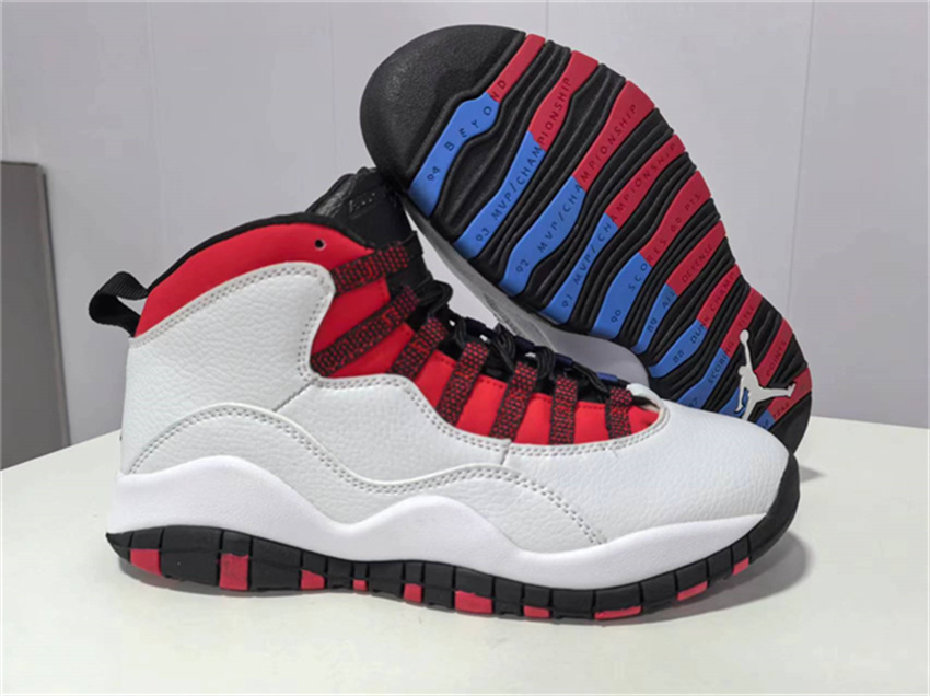 Men's White/Red Running Weapon Air Jordan 10 Shoes 008
